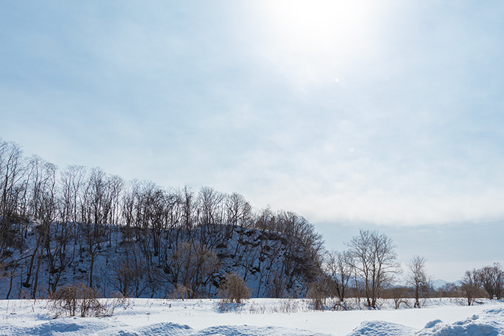 余市町の雪景色のフリー写真素材