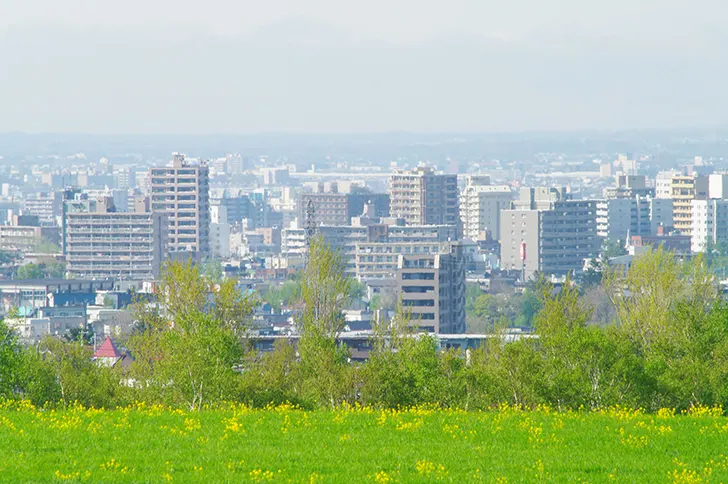 羊ヶ丘展望台から見える札幌市街のフリー写真素材