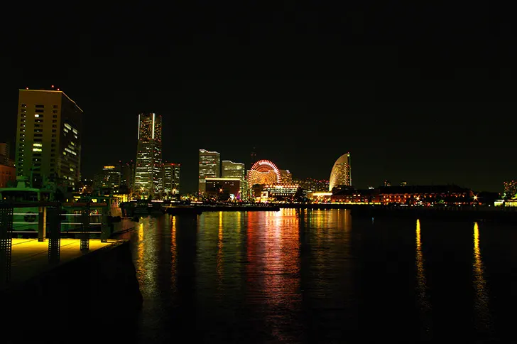 横浜の夜景のフリー写真素材