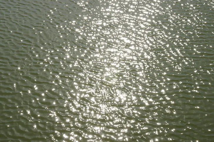 水面に映る光のフリー写真素材