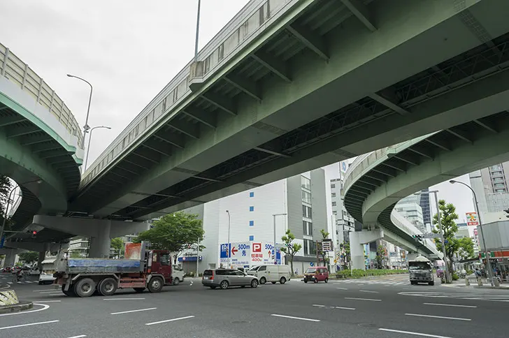 名古屋高速都心環状線付近の道路のフリー写真素材