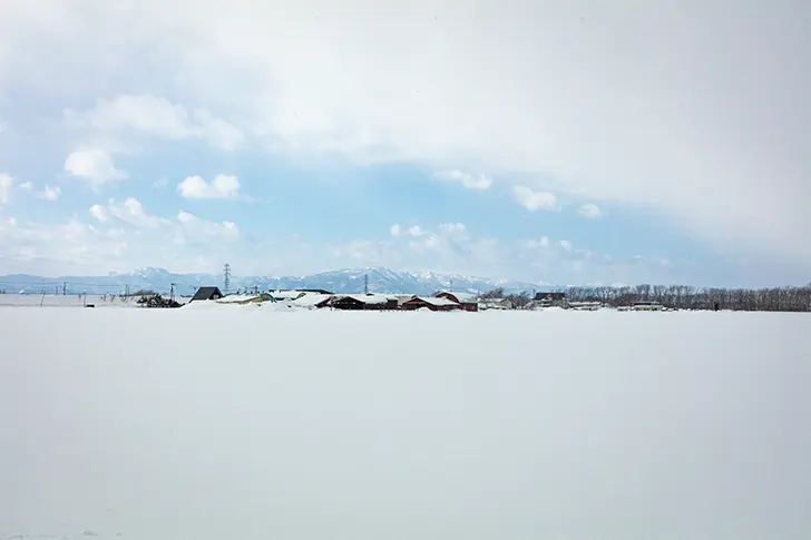 篠路町の雪景色のフリー写真素材