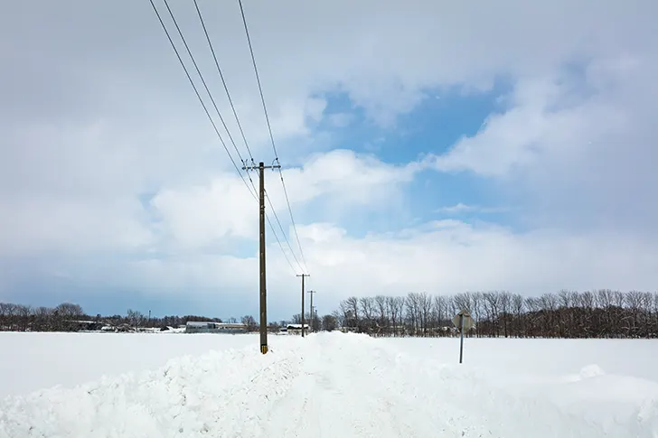 篠路町の雪景色のフリー写真素材