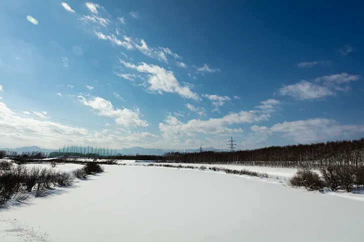 モエレ沼付近の雪景色のフリー写真素材