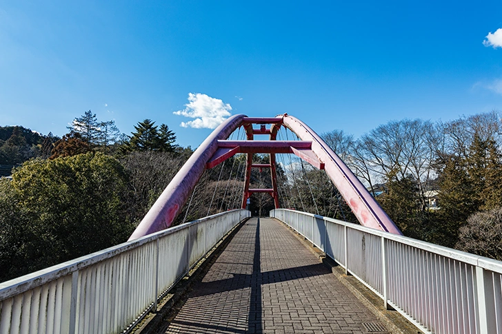 飯能河原 割岩橋のフリー写真素材