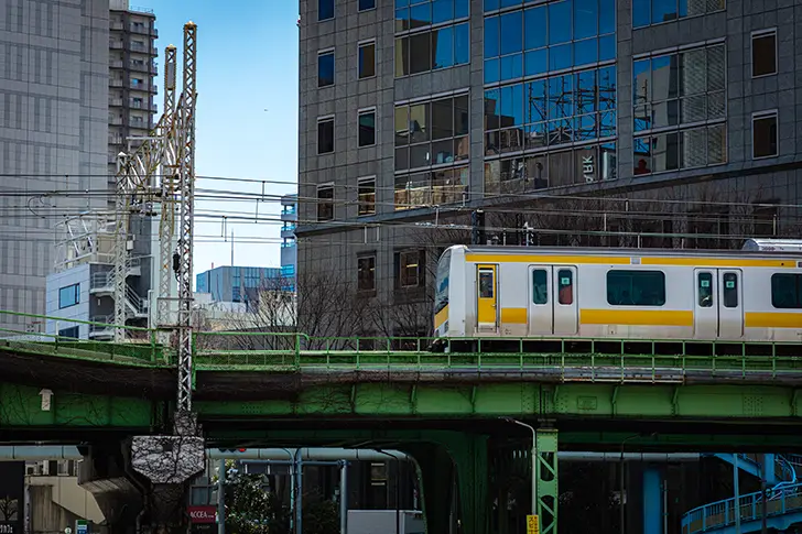Free Sobu Line running near Suidobashi Photo Material