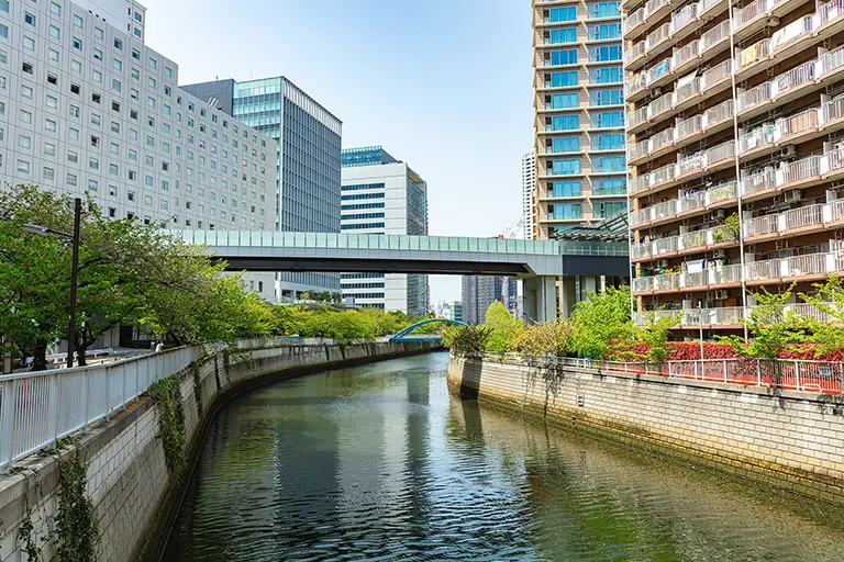Free Meguro River seen from Koseki Bridge Photo Material