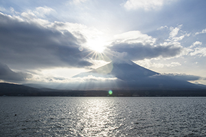 山中湖と富士山のフリー写真素材