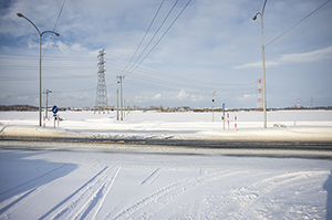 国道231号の雪景色のフリー写真素材