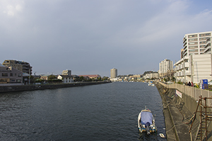 片瀬江ノ島弁天橋からの景色のフリー写真素材