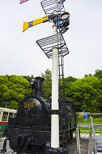 白川公園の展示B6型蒸気機関車のフリー写真素材