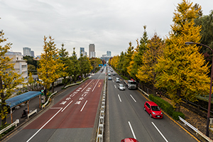 JR信濃町駅付近の東京都道319号のフリー写真素材